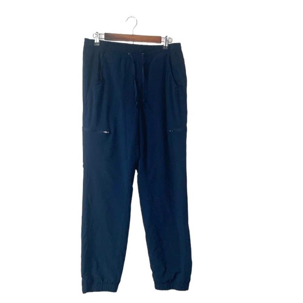 Eddie Bauer Fleece Lined Wind Sweat Pants Joggers Navy Blue Hiking Camp Size 8
